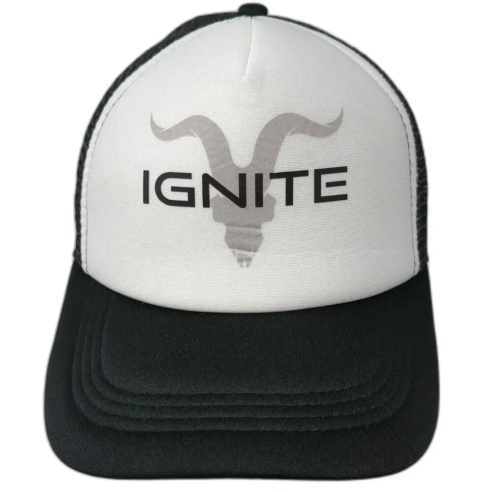 Trucker Hat Black One Size Ignite Animal Skull Mesh Back Snapback Foam Front hat